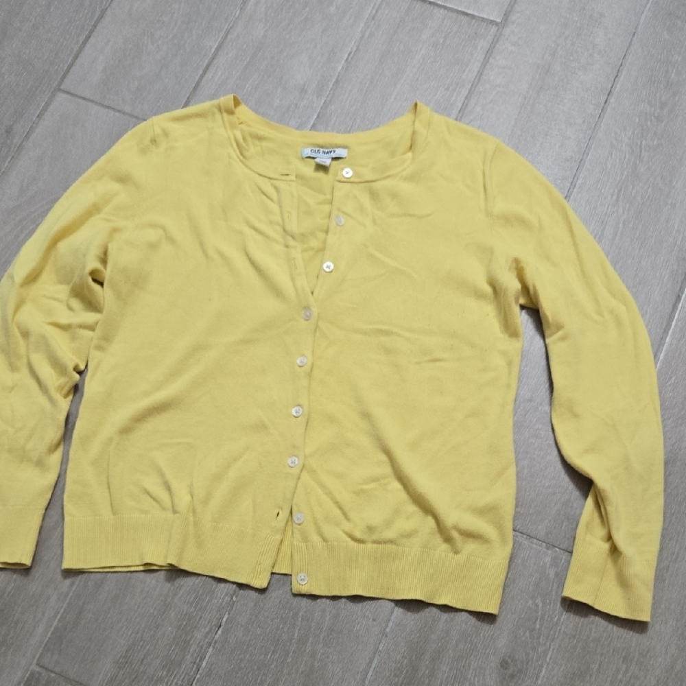 Old Navy Yellow Cardigan Sweater Soft Knit